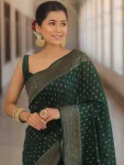 2LATEST LICHI SILK JACQUARD WORK SAREE WITH UNSTITCHED BLOUSE FESTIVE WEAR WHOLESALE PRICE ETHNIC GARMENT (12)