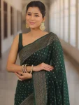 2LATEST LICHI SILK JACQUARD WORK SAREE WITH UNSTITCHED BLOUSE FESTIVE WEAR WHOLESALE PRICE ETHNIC GARMENT (12)