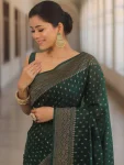 2LATEST LICHI SILK JACQUARD WORK SAREE WITH UNSTITCHED BLOUSE FESTIVE WEAR WHOLESALE PRICE ETHNIC GARMENT (12)