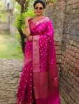 2LATEST LICHI SILK JACQUARD WORK SAREE WITH UNSTITCHED BLOUSE FESTIVE WEAR WHOLESALE PRICE ETHNIC GARMENT (16)