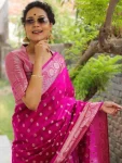 2LATEST LICHI SILK JACQUARD WORK SAREE WITH UNSTITCHED BLOUSE FESTIVE WEAR WHOLESALE PRICE ETHNIC GARMENT (16)