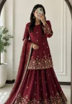 2MODERN 2 TONE FENDY SILK EMBROIDERY SEQUENCE WORK TOP LEHENGA WITH DUPATTA WEDDING WEAR WHOLESALE PRICE ETHNIC GARMENT (3)