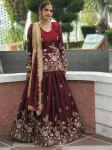 2MODERN 2 TONE FENDY SILK EMBROIDERY SEQUENCE WORK TOP LEHENGA WITH DUPATTA WEDDING WEAR WHOLESALE PRICE ETHNIC GARMENT (3)