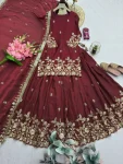 2MODERN 2 TONE FENDY SILK EMBROIDERY SEQUENCE WORK TOP LEHENGA WITH DUPATTA WEDDING WEAR WHOLESALE PRICE ETHNIC GARMENT (3)
