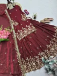 2MODERN 2 TONE FENDY SILK EMBROIDERY SEQUENCE WORK TOP LEHENGA WITH DUPATTA WEDDING WEAR WHOLESALE PRICE ETHNIC GARMENT (3)