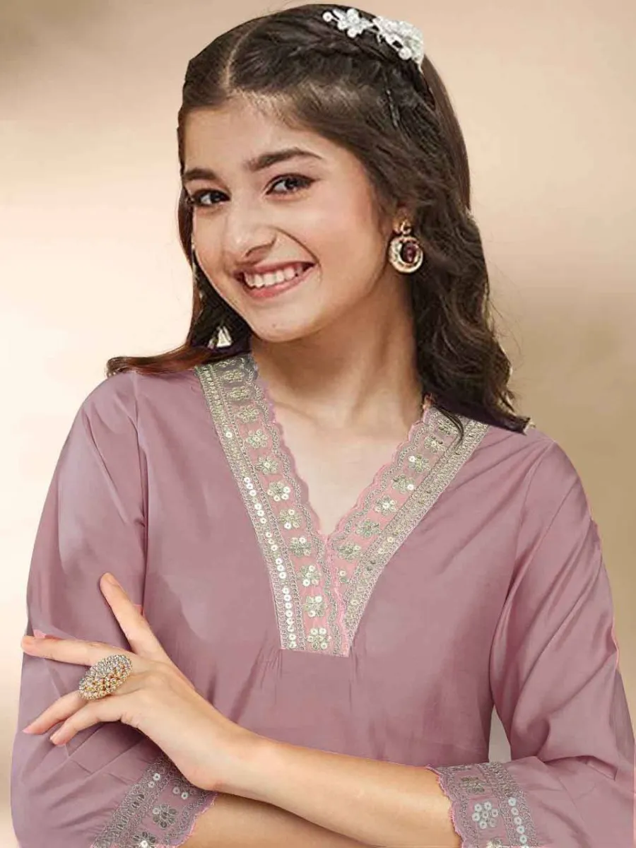 2MODERN COTTON EMBROIDERY WORK KID'S TOP BOTTOM WITH DUPATTA FESTIVE WEAR WHOLESALE PRICE ETHNIC GARMENT (13)