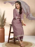 2MODERN COTTON EMBROIDERY WORK KID’S TOP BOTTOM WITH DUPATTA FESTIVE WEAR WHOLESALE PRICE ETHNIC GARMENT (15)