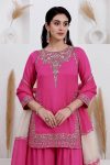 2MODERN CREPE SILK EMBROIDERY SEQUENCE WORK WITH APPLE CUT WORK TOP PALAZZO WITH DUPATTA WEDDING WEAR WHOLESALE PRIC ETHNIC GARMENT (15)