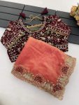2MODERN FENDY SATIN SILK SEQUENCE AND ZARI EMBROIDERY WITH CUTWORK BORDER SAREE WITH STITCHED BLOUSE FESTIVE WEAR WHOLESALE PRICE ETHNIC GARMENT (9)