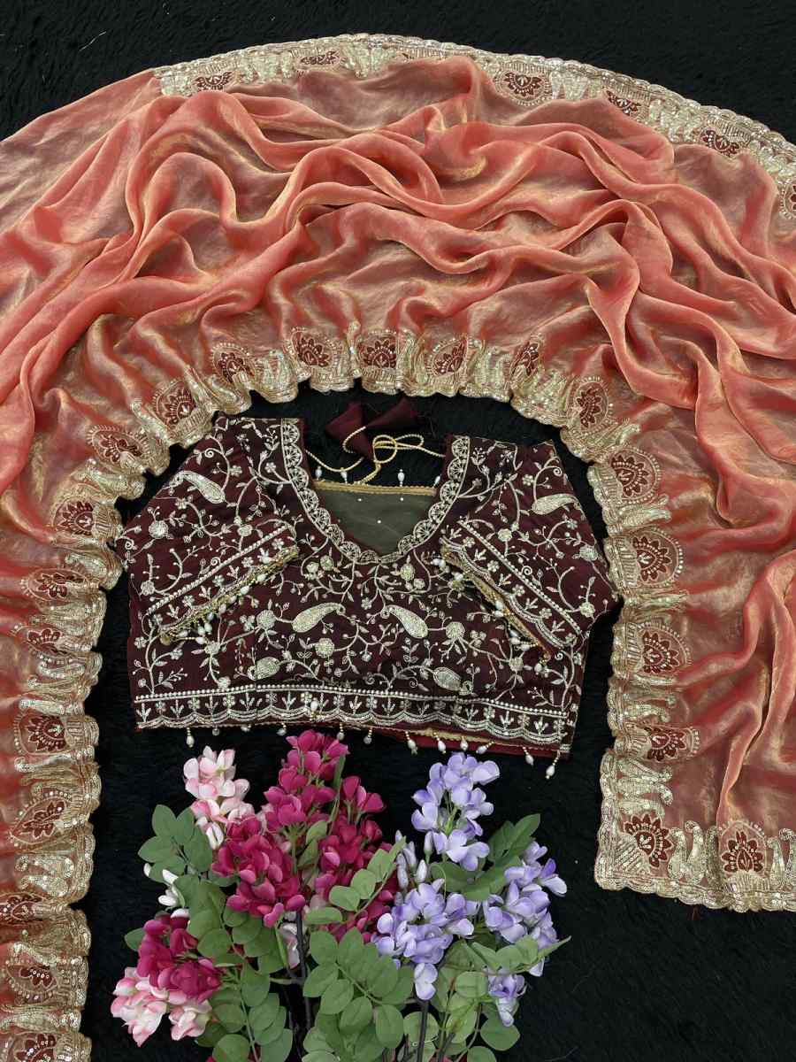 2MODERN FENDY SATIN SILK SEQUENCE AND ZARI EMBROIDERY WITH CUTWORK BORDER SAREE WITH STITCHED BLOUSE FESTIVE WEAR WHOLESALE PRICE ETHNIC GARMENT (8)