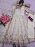 2MODERN FENDY SILK EMBROIDERY SEQUENCE WORK GOWN BOTTOM WITH DUPATTA FESTIVE WEAR WHOLESALE PRICE ETHNIC GARMENT (35)