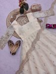 2MODERN FENDY SILK EMBROIDERY SEQUENCE WORK GOWN BOTTOM WITH DUPATTA FESTIVE WEAR WHOLESALE PRICE ETHNIC GARMENT (35)