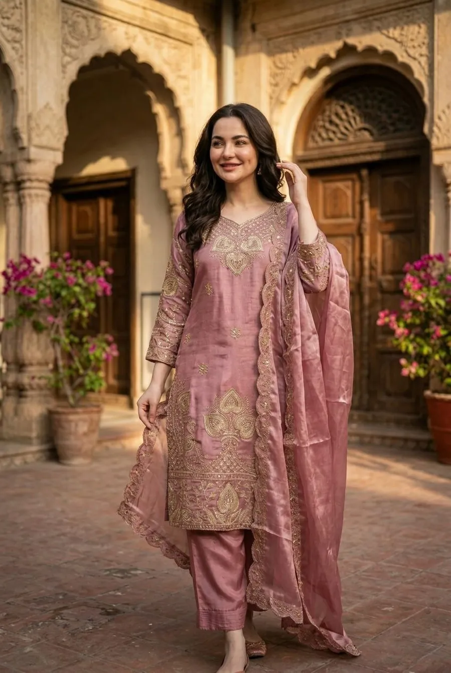 2MODERN GMY SILK EMBROIDERY SEQUENCE WORK TOP BOTTOM WITH DUPATTA FESTIVE WEAR WHOLESALE PRICE ETHNIC GARMENT (56)