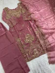 2MODERN GMY SILK EMBROIDERY SEQUENCE WORK TOP BOTTOM WITH DUPATTA FESTIVE WEAR WHOLESALE PRICE ETHNIC GARMENT (57)