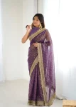 2MODERN JACQUARD BUTTI SILK FANCY LACE BORDER WORK SAREE WITH UNSTITCHED BLOUSE PARTY WEAR WHOLESALE PRICE ETHNIC GARMENT (3)