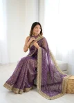 2MODERN JACQUARD BUTTI SILK FANCY LACE BORDER WORK SAREE WITH UNSTITCHED BLOUSE PARTY WEAR WHOLESALE PRICE ETHNIC GARMENT (3)