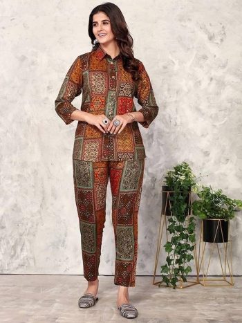 MODERN RAYON DIGITAL PRINT WORK CO-ORD SET MULTI