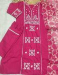 2MODERN SLUB COTTON EMBROIDERY WORK TOP BOTTOM WITH DUPATTA CASUAL WEAR WHOLESALE PRICE ETHNIC GARMENT (7)