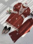 2MODERN SLUB RATON THREAD WITH FANCY LACE WORK CO-ORD SET CASUAL WEAR WHOLESALE PRICE ETHNIC GARMENT (36)