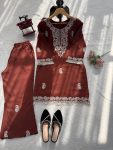 2MODERN SLUB RATON THREAD WITH FANCY LACE WORK CO-ORD SET CASUAL WEAR WHOLESALE PRICE ETHNIC GARMENT (36)
