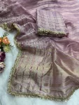 2MODERN TISSUE SILK WEAVING SEQUENCE AND RIBBON WITH FANCY LACE BORDER WORK SAREE WITH UNSTITCHED BLOUSE FESTIVE WEAR WHOLESALE PRICE ETHNIC GARMENT (14)