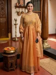 2MODERN TISSUE SILK ZARI & SEQUENCE EMBROIDERY WORK GOWN WITH DUPATTA FESTIVE WEAR WHOLESALE PRICE ETHNIC GARMENT (2)