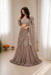2NEW ARRIVAL CHINON SILK EMBROIDERY SEQUENCE WORK LEHENGA SAREE WITH STITCHED BLOUSE ATTACHED PALLU PARTY WEAR WHOLESALE PRICE ETHNIC GARMENT (12)