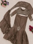 2NEW ARRIVAL CHINON SILK EMBROIDERY SEQUENCE WORK LEHENGA SAREE WITH STITCHED BLOUSE ATTACHED PALLU PARTY WEAR WHOLESALE PRICE ETHNIC GARMENT (12)