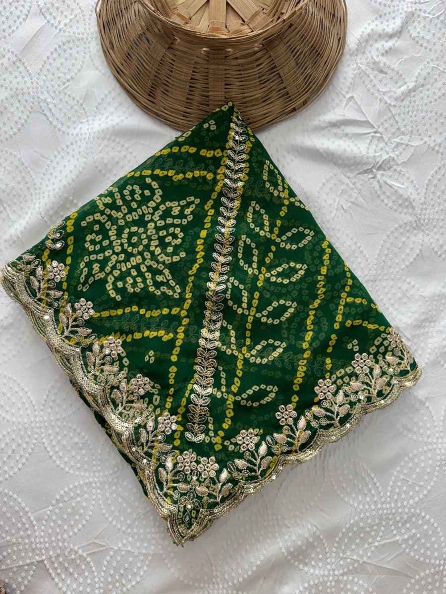 2RICH LOOK GEORGETTE BANDHEJ PRINT & EMBROIDERY WITH CUTWORK BORDER SAREE WITH UNSTITCHED BLOUSE FESTIVE WEAR WHOLESALE PRICE ETHNIC GARMENT (14)