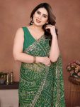 2RICH LOOK GEORGETTE BANDHEJ PRINT & EMBROIDERY WITH CUTWORK BORDER SAREE WITH UNSTITCHED BLOUSE FESTIVE WEAR WHOLESALE PRICE ETHNIC GARMENT (15)