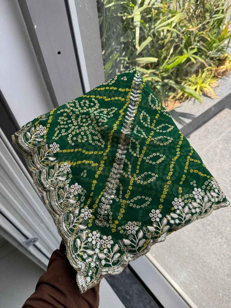 2RICH LOOK GEORGETTE BANDHEJ PRINT & EMBROIDERY WITH CUTWORK BORDER SAREE WITH UNSTITCHED BLOUSE FESTIVE WEAR WHOLESALE PRICE ETHNIC GARMENT (17)
