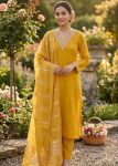 2RICH LOOK SLUB COTTON CUT PASTE EMBROIDERY WORK TOP BOTTOM WITH DUPATTA FESTIVE WEAR WHOLESALE PRICE ETHNIC GARMENT (4)