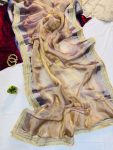 2RICH LOOK TISSUE SILK TWO TONE SHADED WITH FANCY LACE BORDER WORK SAREE WITH UNSTITCHED BLOUSE PARTY WEAR WHOLESALE PRICE ETHNIC GARMENT (21)