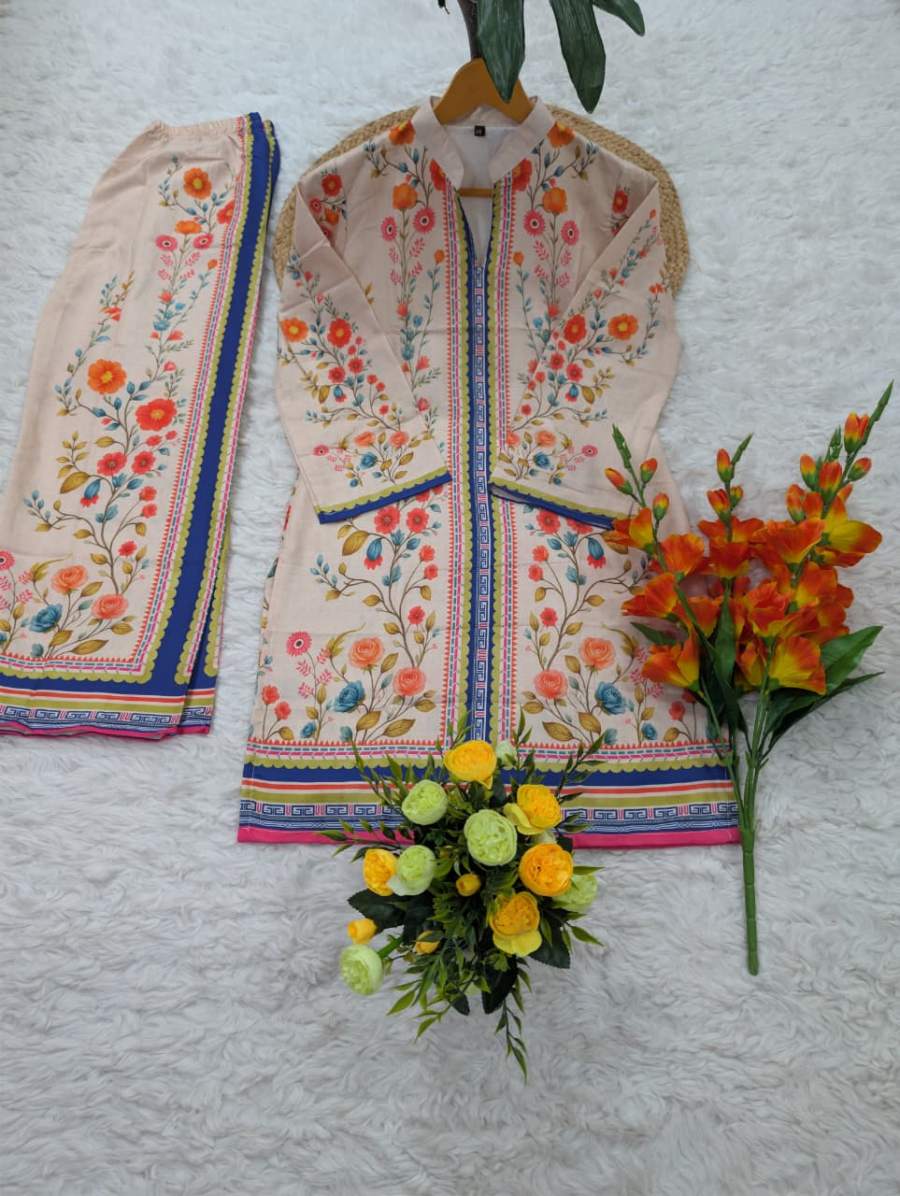 2RICH LOOK VISCOSE RAYON PRINTED WORK CO-ORD SET DAILY WEAR WHOLESALE PRICE ETHNIC GARMENT (24)