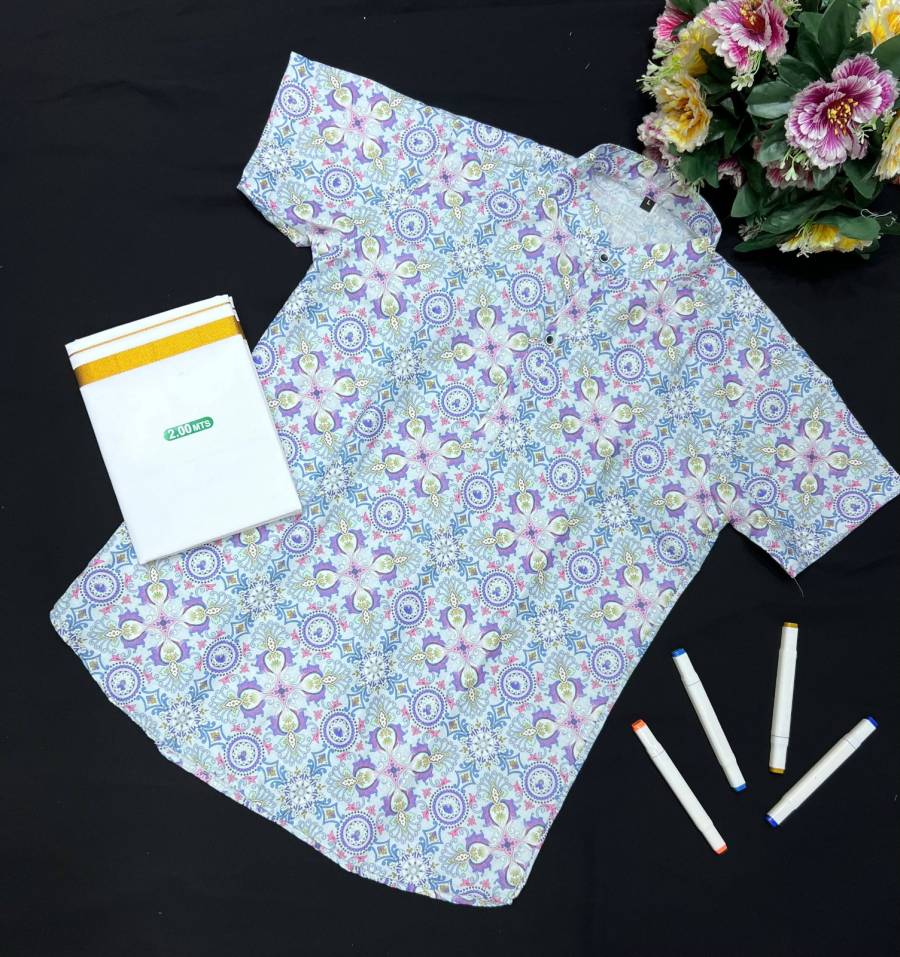 2TRADITONAL RUBI COTTON DIGITAL PRINT WORK SHIRT WITH DHOTI FESTIVE WEAR WHOLESALE PRICE ETHNIC GARMENT (13)