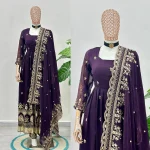 2TRENDING CRUNCHY SILK EMBROIDERY SEQUENCE ZARI WORK GOWN BOTTOM WITH DUPATTA FESTIVE WEAR WHOLESALE PRICE ETHNIC GARMENT (15)