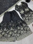 2TRENDING GMY SILK EMBROIDERY SEQUENCE WITH REAL MIRROR HAND WORK TOP SHARARA WITH DUPATTA FESTIVE WEAR WHOLESALE PRICE ETHNIC GARMENT (31)