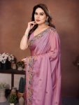 2TRENDING SOFT SILK EMBROIDERY WITH CUTWORK BORDER SAREE WITH UNSTITCHED BLOUSE WEDDING WEAR WHOLESALE PRICE ETHNIC GARMENT (11)