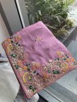 2TRENDING SOFT SILK EMBROIDERY WITH CUTWORK BORDER SAREE WITH UNSTITCHED BLOUSE WEDDING WEAR WHOLESALE PRICE ETHNIC GARMENT (11)