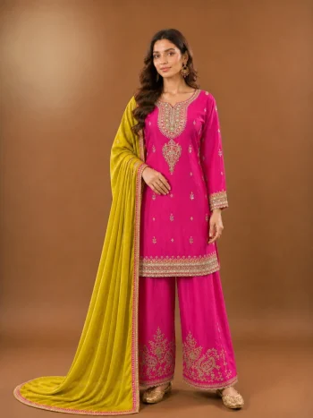 DESIGNER CHINON EMBROIDERY CODING WITH SEQUENCE WORK TOP PATIYALA WITH DUPATTA RANI