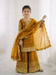 3DESIGNER FENDY SILK EMBROIDERY CODING AND SEQUENCE WORK MOTHER DAUGHTER SET FESTIVE WEAR WHOLESALE PRICE ETHNIC GARMENT (6)