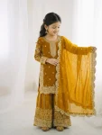 3DESIGNER FENDY SILK EMBROIDERY CODING AND SEQUENCE WORK MOTHER DAUGHTER SET FESTIVE WEAR WHOLESALE PRICE ETHNIC GARMENT (6)