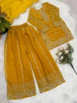 3DESIGNER FENDY SILK EMBROIDERY CODING AND SEQUENCE WORK MOTHER DAUGHTER SET FESTIVE WEAR WHOLESALE PRICE ETHNIC GARMENT (6)