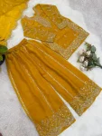 3DESIGNER FENDY SILK EMBROIDERY CODING AND SEQUENCE WORK MOTHER DAUGHTER SET FESTIVE WEAR WHOLESALE PRICE ETHNIC GARMENT (6)