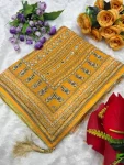3DESIGNER GEORGETTE CUTDANA AND REAL MIRROR WORK SAREE WITH UNSTITCHED BLOUSE FESTIVE WEAR WHOLESALE PRICE ETHNIC GARMENT (42)