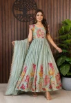 3DESIGNER PURE SILK DIGITAL POSITION FOIL PRINT WORK GOWN WITH DUPATTA FESTIVE WEAR WHOLESALE PRICE ETHNIC GARMENT (12)