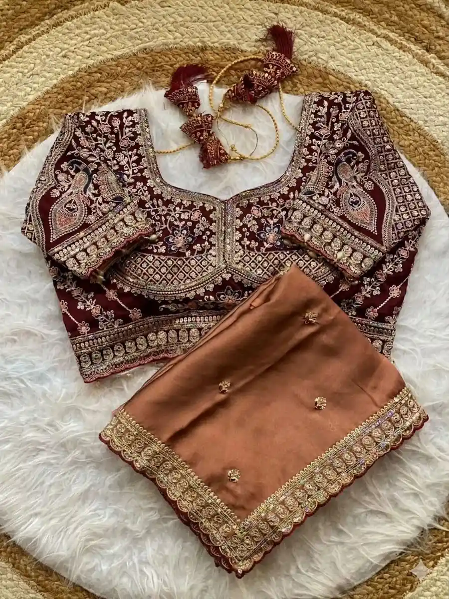 3DESIGNER RANGOLI SILK SEQUENCE AND ZARI EMBROIDERY WITH MULTI ARC BORDER WORK SAREE WITH STITCHED BLOUSE WEDDING WEAR WHOLESALE PRICE ETHNIC GARMENT (11)