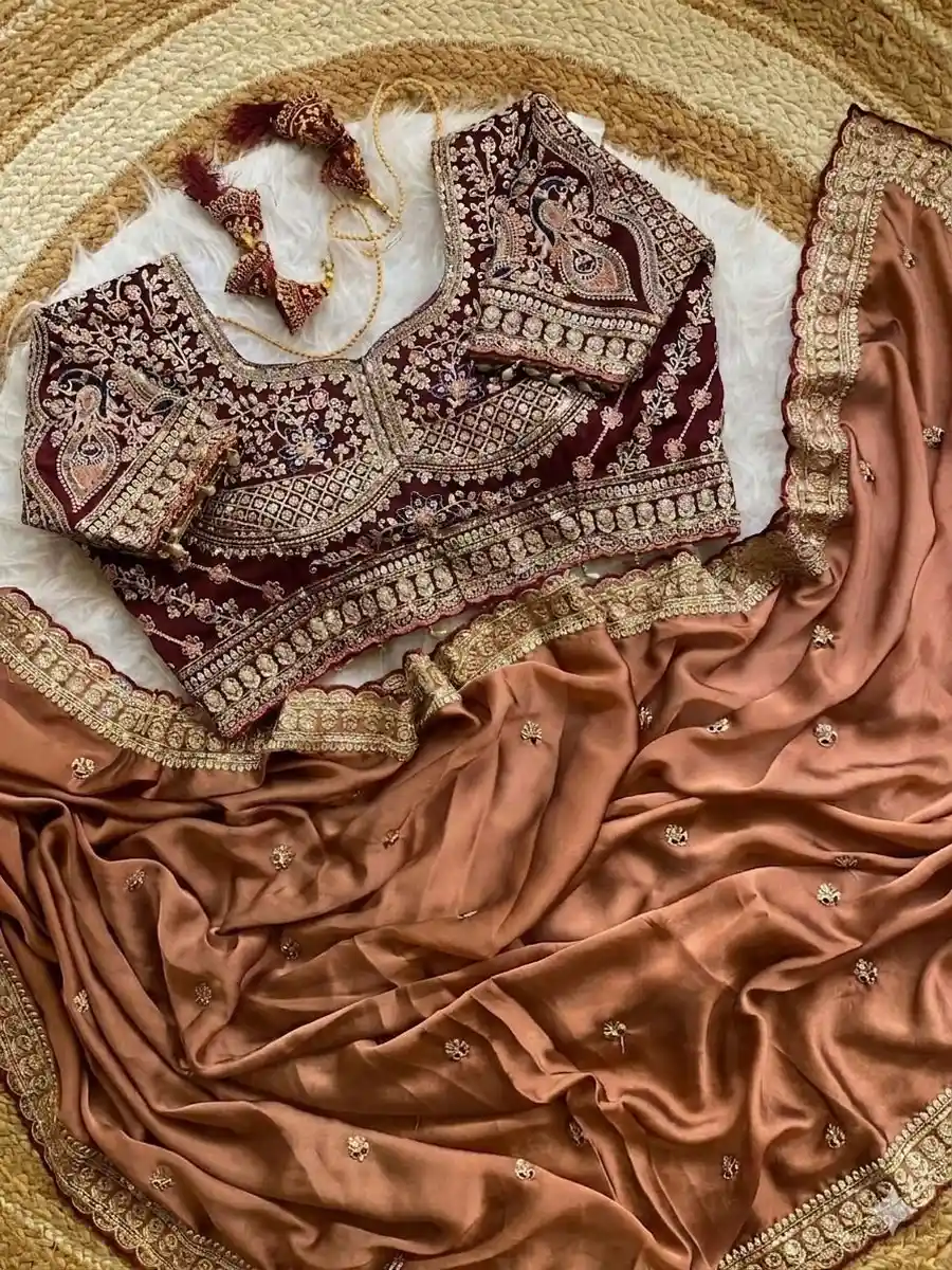 3DESIGNER RANGOLI SILK SEQUENCE AND ZARI EMBROIDERY WITH MULTI ARC BORDER WORK SAREE WITH STITCHED BLOUSE WEDDING WEAR WHOLESALE PRICE ETHNIC GARMENT (13)
