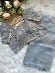 3DESIGNER SPACE SILK EMBROIDERY BEADS WORK HEAVY BUTTA WITH TONE ARC WORK SAREE WITH STITCHED BLOUSE WEDDING WEAR WHOLESALE PRICE ETHNIC GARMENT (6)