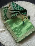 3DESIGNER SPACE SILK EMBROIDERY THREAD WORK BORDER SAREE WITH STITCHED BLOUSE WEDDING WEAR WHOLESALE PRICE ETHNIC GARMENT (19)